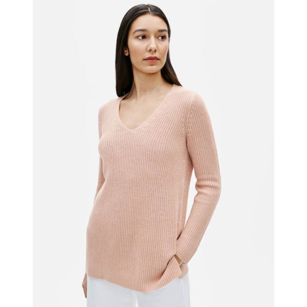 Eileen Fisher Sweater Womens Medium Organic‎ Linen Cotton Tunic Knit Pink